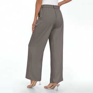 Pantalones de Vestir de Pierna Ancha para Mujer, a la Moda, de Cintura Alta, Transpirables, para Trabajo, OEM ODM - Product Image 1