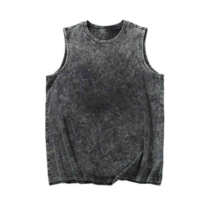 Débardeur de sport oversize court streetwear, coupe personnalisée, sans manches, tricoté, col en V, 100 % polyester, respirant, couleur unie, séchage rapide, pour homme - Product Image 5