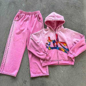 Stylish <b>Sparkly</b> Rhinestone Tracksuit for Women Slim Fit Rhinestone Hoodie and Pants <b>Set</b> Comfortable Trendy Streetwear <b>Two</b> <b>Piece</b> - Product Image 2