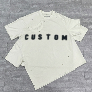 Camiseta Oversize de Sarga Resistente 100% Poliéster con Efecto Desgastado y Estampado DTG, Precio Mayorista para Fabricantes de Ropa Personalizada - Product Image 3