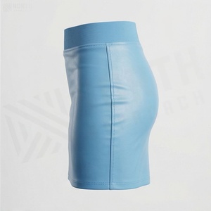 Jupe crayon mini en cuir PU taille haute pour femme, couleur unie, style brillant et sexy, à porter toute l'année - Product Image 3