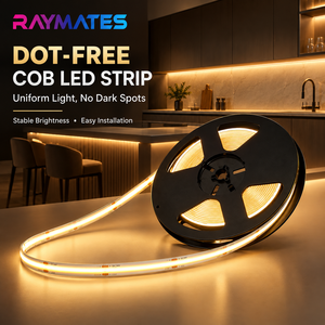 Bande LED COB autocollante DC24V 480 LED/m 2700K Blanc chaud 10W/m CRI 90+ Bande LED COB flexible pour l'éclairage des armoires et des cuisines - Product Image 2