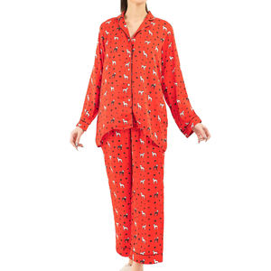 Ensemble de pyjama en coton élégant pour femmes, vêtements de nuit en deux pièces, vêtements de détente, design élégant, manches longues, confortable, logo personnalisé, OEM, vente en gros - Product Image 1
