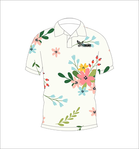 เสื้อโปโลลายดอกไม้สีพาสเทล ลายดอกไม้เล็กๆ หลากสี แขนสั้น ลำลองสำหรับฤดูร้อน มุมมองด้านหน้าและด้านหลัง - Product Image 5