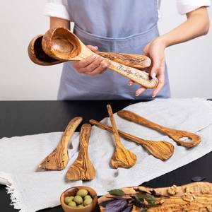 Juego de Utensilios de Madera de Olivo, Utensilios Personalizados Grabados para Cocina, Juego de Cuchara y Espátula Grabados, Utensilios de Cocina - Product Image 6