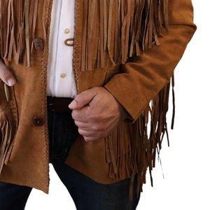 High Quality Men's Genuine <b>Suede</b> Leather Fringe <b>Jacket</b> Winter Apparel Plain Dyed Style All Sizes Available OEM Private Label - Product Image 3