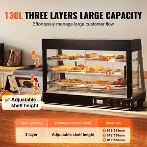 Espositore Riscaldato Commerciale a 3 Livelli 1500W con Controllo Manuale della Temperatura e Ripiani Regolabili 86-185°F - Product Image 3
