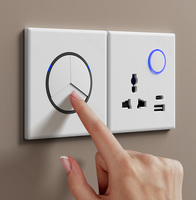 TEP L87 Grand panneau de boutons poussoirs lumineux 4 gangs 1 voie unipolaire/bipolaire en matériau PC ignifuge style moderne pour salon