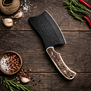Cuchillo de chef SAZ ENTERPRISES forjado a mano en acero al carbono con funda de cuero y mango de cuerno, para barbacoa, cocina y camping. - Product Image 6