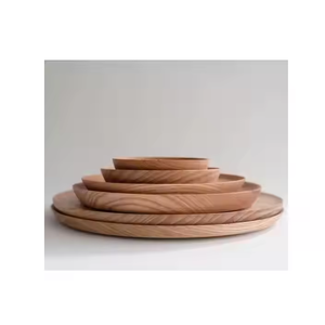 Vaisselle en bois massif, assiettes en bois de qualité supérieure, ensemble d'assiettes en bois élégant - Product Image 1