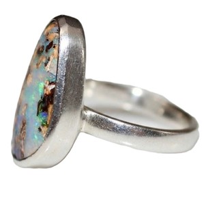 Opal Boulder Silver Sterling Natural Blue Normal Weight VB ARTS 5-7 Mm AU;2 10K 14K 18K Solid Gold Promise Ring Anniversary Ring - Product Image 3