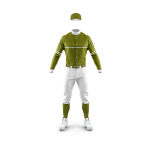 Men's Olive Green <b>Baseball</b> Uniform Full Sleeve Jersey With White Pants And <b>Cap</b> Breathable Polyester All Seasons Sport Apparel - Product Image 6