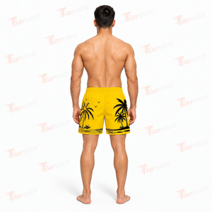 <b>Men's</b> <b>Yellow</b> Palm Tree Print Swim <b>Shorts</b> Quick Dry Drawstring Board <b>Shorts</b> Casual Beach Wear <b>Men</b> Beach <b>Shorts</b> - Product Image 4