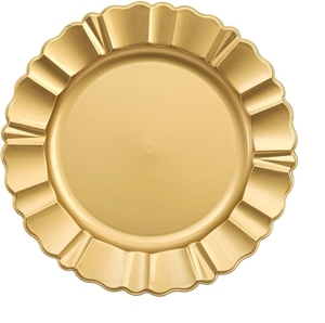 Assiette de service ronde haut de gamme martelée à la main, dorée métallique, pour réceptions de mariage et événements spéciaux - Product Image 4