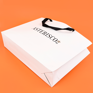 Bolsas de Compras Reciclables de Papel con Asa de Listón, Diseño Personalizado Gratuito, Logotipo de Banda, Embalaje de Ropa, Regalo, Tamaño Grande, Elegantes - Product Image 4