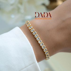 Minimalist Emerald Shape Diamond <b>Bracelet</b> Featuring Lab Grown Diamonds Luxury Women's Jewelry Bridal Accessory - Product Image 2