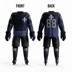 Nouvel ensemble d'uniformes de hockey sur glace confortables avec impression par transfert thermique, manches longues, 100 % polyester, qualité supérieure pour hommes - Product Image 1