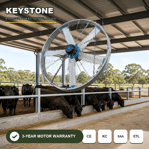 Ventilateur de suspension PMSM IP66 pour élevages, idéal pour les grandes enclos de finition de bovins, résistant à l'ammoniac et à l'humidité, adapté aux environnements agricoles difficiles - Product Image 1