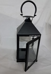 Vintage Style <b>Black</b> Metal <b>Lantern</b> Decorative Hanging Glass Candle Holder for Patio Porch & Home Decoration - Product Image 4