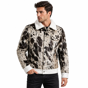 Custom Hair on Hide Cowhide Leather <b>Jacket</b> <b>Men's</b> Genuine Leather Waterproof Breathable Winter <b>Trucker</b> Western Biker <b>Jacket</b> - Product Image 2