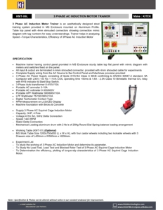 KITEK KMT-06L 3-Phase AC Induction Motor <b>Trainer</b> with Aluminium & <b>ABS</b> Plastic Construction Dimensions 128x64x108 - Product Image 1