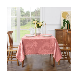Anti Shrinking Marble Striped 4 Seater 100% Cotton Woven Embroidered Table Cloth Rustic 120 GSM India Private <b>Label</b> Decor OEM - Product Image 5
