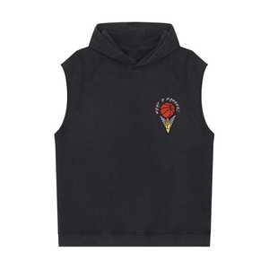 Sweat-shirt décontracté à capuche sans manches pour homme, avec logo de basketball brodé, coupe classique, pour l'automne - Product Image 1