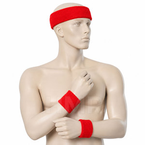 HMR Sorority Sisterhood Custom Logo <b>Sports</b> <b>Headband</b> Wristband Set Red Cotton Sweatbands for Gym Fitness Non Slip - Product Image 5