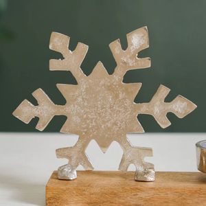 Snowflake Candle Holder Set of 2 Metal Traditional Handicraft <b>Christmas</b> Decorations - Product Image 3