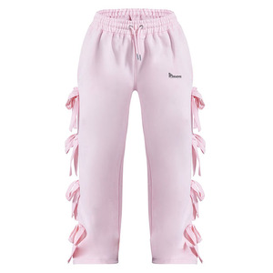 Pantalones de chándal de invierno para mujer, de moda, de corte ajustado, de tela gruesa, estilo urbano, de pierna ancha, con decoración de lazo lateral - Product Image 5
