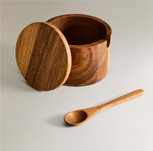Azucarero de madera con tapa y cuchara, el más vendido, estilo rústico, personalizado. - Product Image 6
