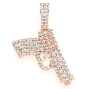 Collar con Colgante de Pistola Personalizado de Moda Hip Hop para Hombre, Chapado en Oro, con Diamantes Naturales de Corte Brillante, Joyería Fina - Product Image 5