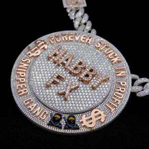 Unisex <b>Custom</b> Sterling Silver Hip Hop Pendant Icy Moissanite VVS Clarity Unique Letter <b>Necklace</b> Charm Featuring Rapper's <b>Name</b> - Product Image 3