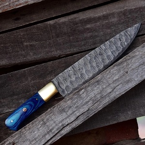 Couteau de chef artisanal en acier Damas de haute qualité, manche en Micarta, étui en cuir, couteau de survie utilitaire - Product Image 3