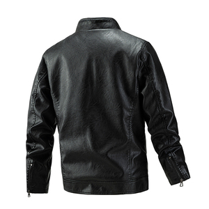 High Quality Men Adults Winter Breathable Quick Dry <b>Vintage</b> <b>Motorcycle</b> Casual Leather <b>Jacket</b> Pocket Design Full Sleeve - Product Image 2