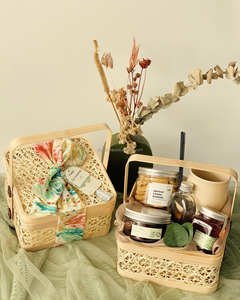 Cesta de Almacenamiento Multiusos Sisu Handicraft, Hecha a Mano, de Bambú Verde y Rojo Natural, Ecológica y Segura para Alimentos - Product Image 3