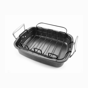 Plat à rôtir moderne pour la cuisine familiale professionnelle avec un intérieur spacieux en acier inoxydable et des poignées confortables - Product Image 1