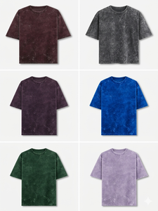 Men Oversized Crew Neck T-Shirt Solid Color Washed Cotton Loose Fit Short Sleeve Plain Dyed Top All Seasons Wear - Product Image 6