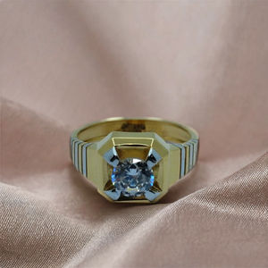 Elegant 22K Gold <b>Mens</b> Ring with Diamond Hexagon Setting Classic Designer Finger Ring <b>for</b> <b>Men</b> Luxury Jewellery - Product Image 3