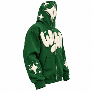 Nouveau style – Sweat à capuche zippé surdimensionné pour homme en coton 100 % écologique, marron, avec logo en polaire sur le devant, manches classiques, style hiver - Product Image 6