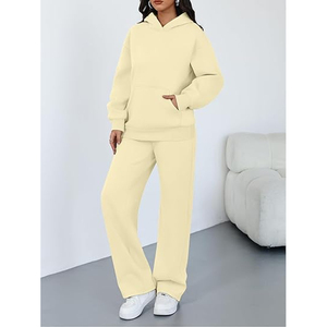 Conjunto de Sudadera con Capucha y Pantalones Deportivos de Spandex para Mujer, Corte Holgado, Estilo Casual Urbano, Conjunto de 2 Piezas - Product Image 2