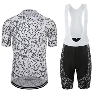 Men's <b>Cycling</b> <b>Jersey</b> Set <b>White</b> Short Sleeve Shirt with Black Bib Shorts Breathable Sublimation Print Pattern - Product Image 3