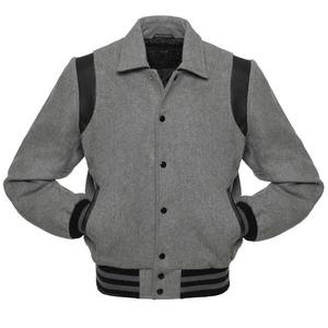 Veste varsity rétro en laine pour homme avec manches entièrement noires, broderie de logo personnalisée, col montant à capuche, veste fine d'hiver - Product Image 5