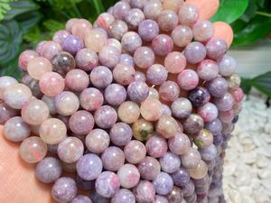 Perles de pierres précieuses rondes lisses en tourmaline fleur de prunier naturelle 6mm 8mm 10mm 12mm, perles en vrac pour la fabrication de bijoux, vente en gros - Product Image 4
