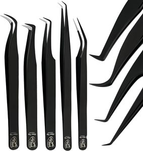 Wholesale 90 Degree Hook Tip Eyelash Extension Tweezer Black Stainless Steel Volume Fan Isolation <b>Precision</b> <b>Tool</b> - Product Image 2