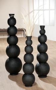 Juego de Jarrones de Metal Negro Hechos a Mano, Diseño Esférico Apilable Minimalista para Decoración de Inauguración de Casa - Product Image 3