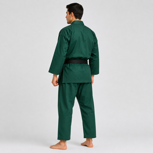 Kimono de karaté vert pour homme, uniforme adulte 100% coton, tenue d'entraînement durable avec ceinture noire, coupe classique - Product Image 4
