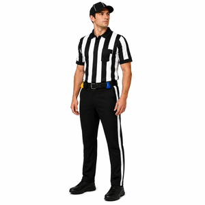 Maillot d'arbitre sublimé à rayures, uniforme d'équipe de performance, couleur unie, séchage rapide, short, vêtements officiels de football américain - Product Image 1