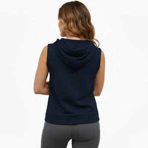 Débardeur pull à capuche sans manches en tissu doux et chaud orné de strass, style streetwear, personnalisé pour femme, collection automne-hiver 2026 - Product Image 5
