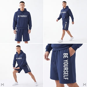 Conjunto de Pantalones Cortos de Felpa de Algodón para Hombre, Sudadera Casual de Manga Larga 100% Algodón, Conjunto de Pantalones Cortos de Felpa Gruesa para Hombre - Product Image 5